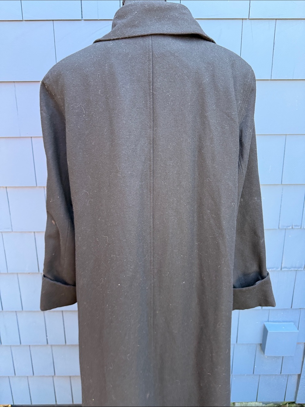 Harve Benard Long Black Trench Coat 14 XL wool blend lined Mary Poppins - Picture 5 of 11